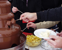 Früchte im Schokobrunnen